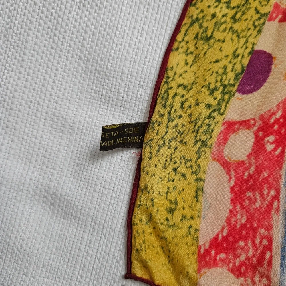Gustav‎ Klimt Art Print Silk Scarf Women Multicolor Oblong Hand Rolled Edges